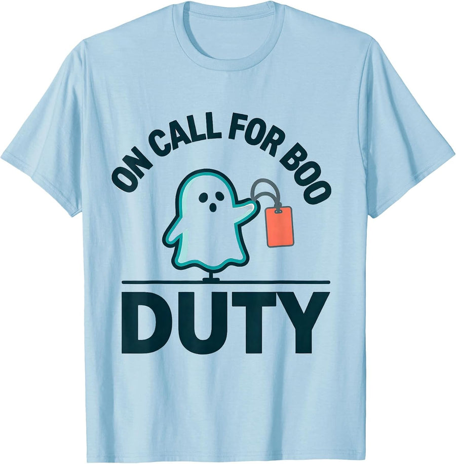 Men's On Call For Boo Duty Funny SPED Paraprofessional Ghost T-Shirt - Baby Blue