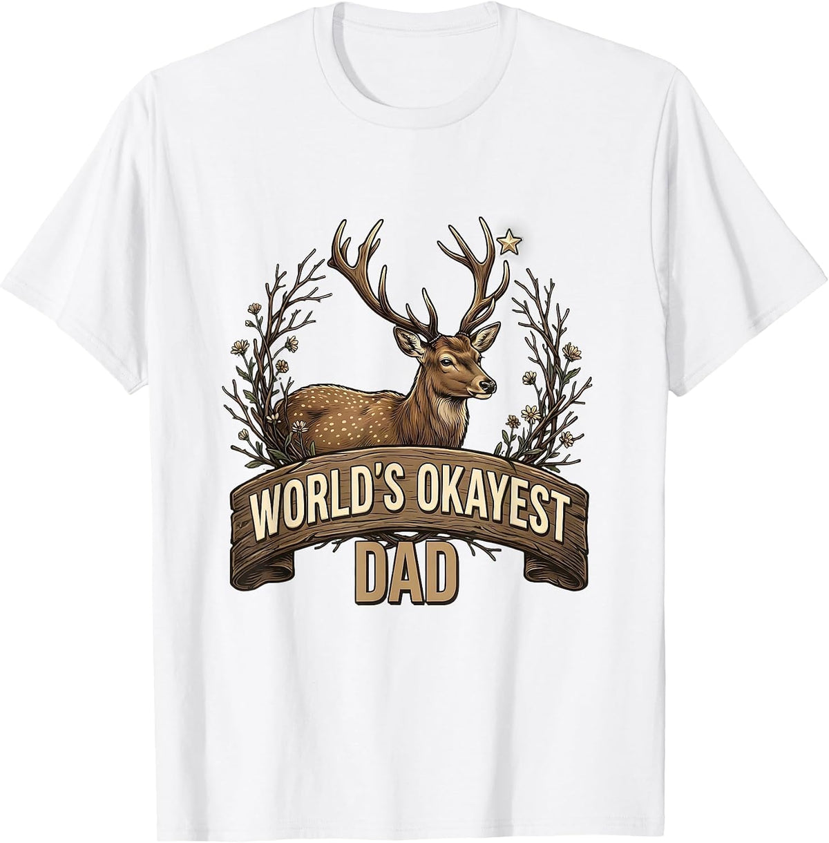 Men's World's Okayest Dad Funny Father Design T-Shirt - White