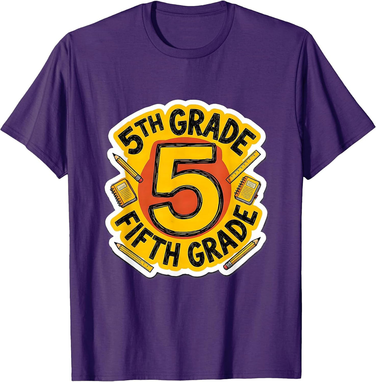 Men's 5TH GRADE FIFTH GRADE Typography Team Back To School T-Shirt - Purple