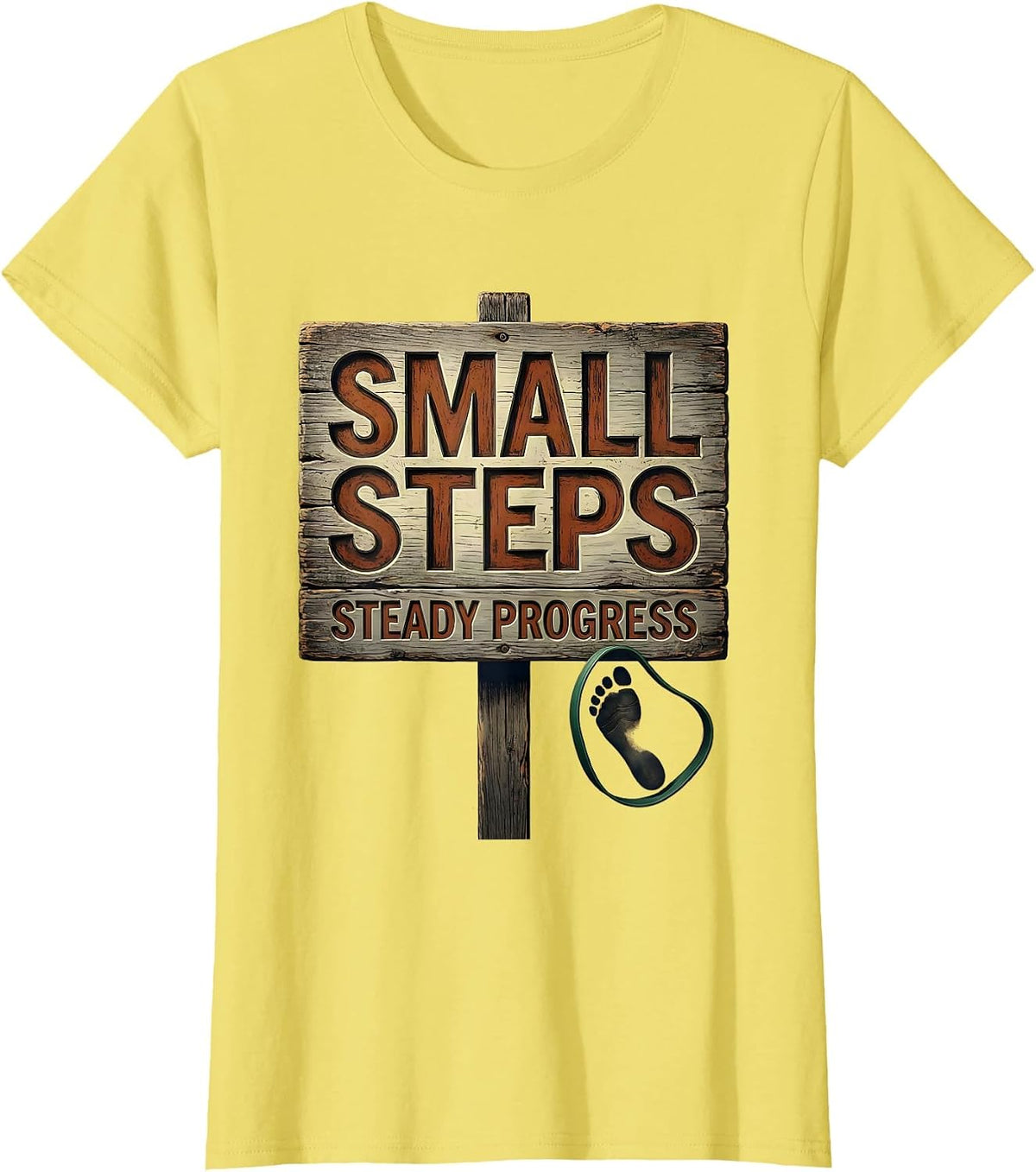 Small Steps, Steady Progress Vintage Occupational Therapy OT T-Shirt - Lemon Yellow