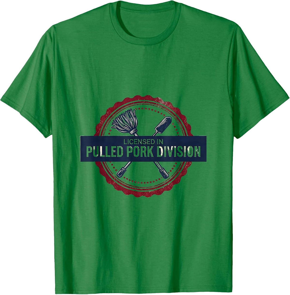 Men's Licensed In Pulled Pork Division Funny BBQ Grill Grilling T-Shirt - Kelly Green