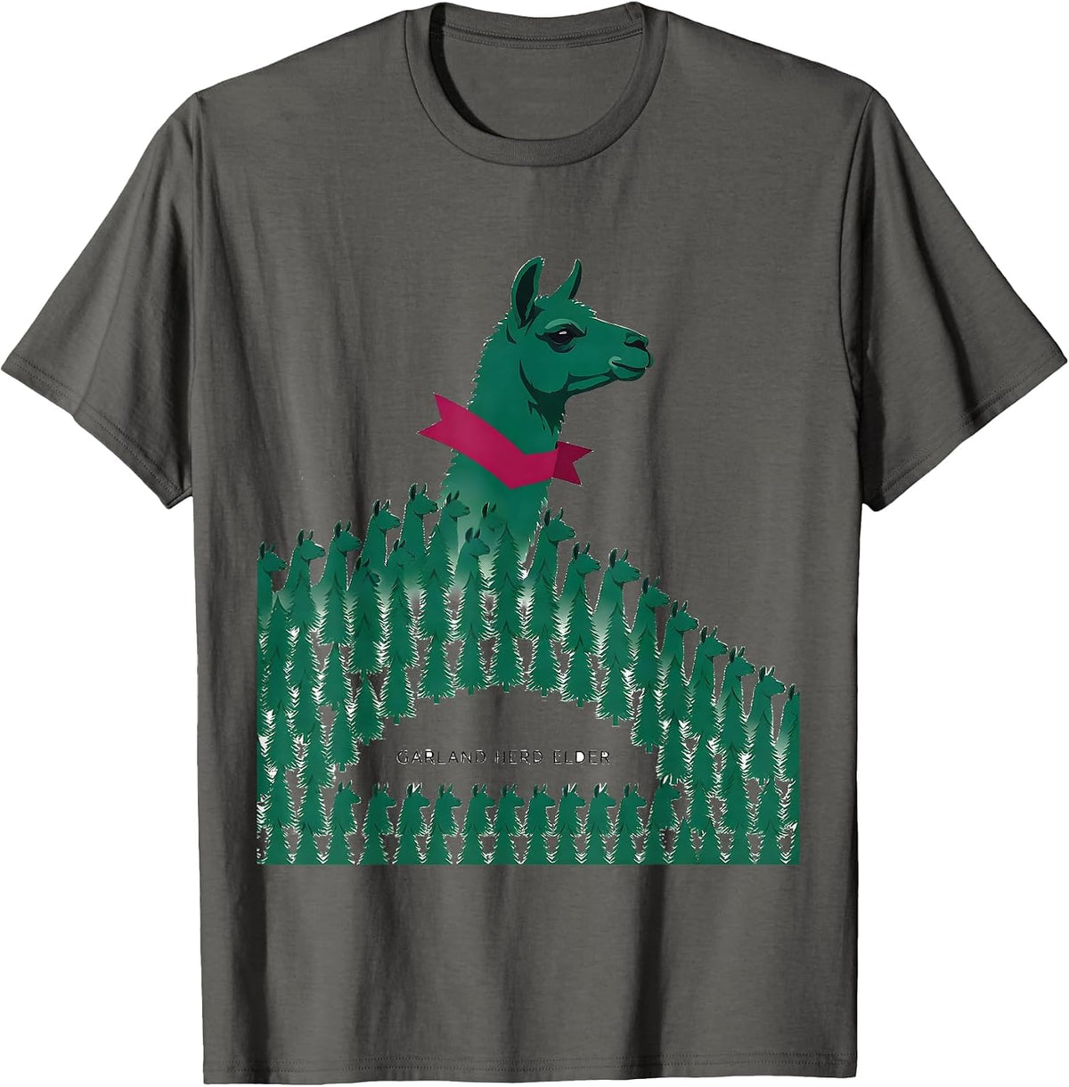 Garland Herd Elder Funny Llama Christmas Alpaca Lover Gift T-Shirt - Asphalt Grey