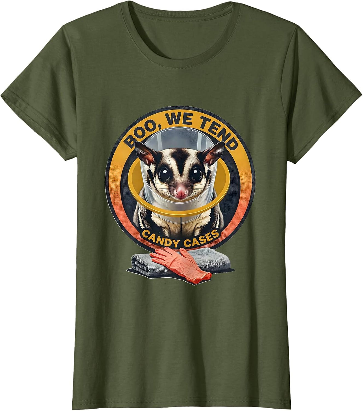 Women's Boo We Tend Candy Cases Funny Vet Tech Halloween Workplace T-Shirt - Olive Green