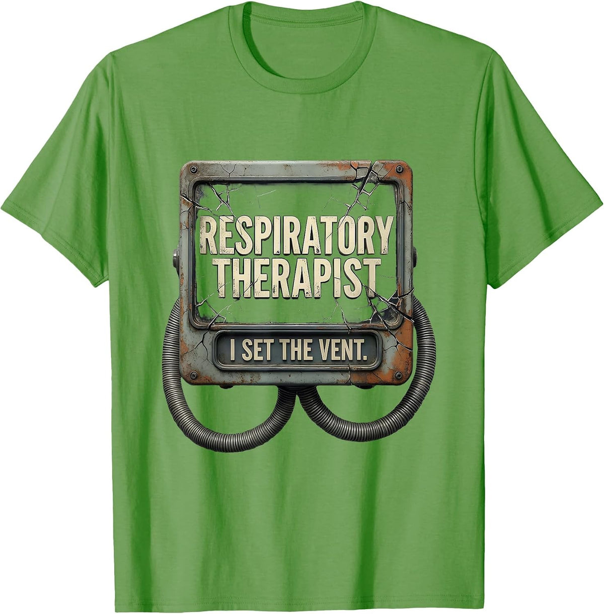 Men's Respiratory Therapist I Set The Vent Distressed Occupational T-Shirt - Grass Green