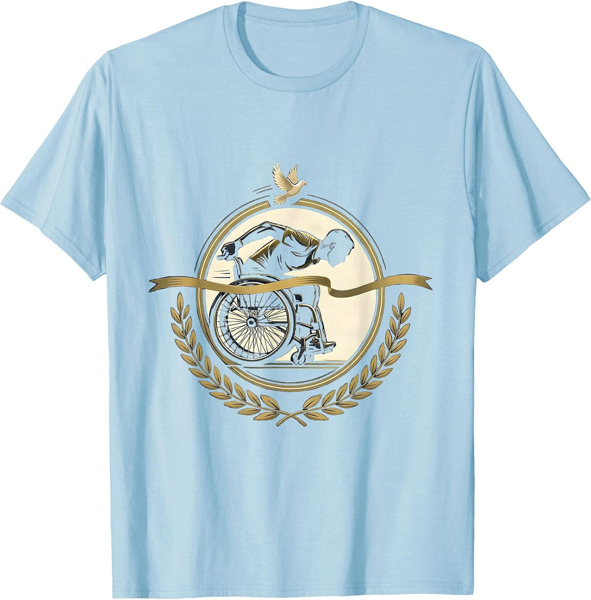 Men's Occupational Therapy Wheelchair Racer Finish Line T-Shirt - Baby Blue