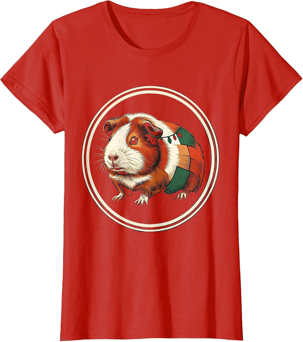 Sealed Guinea Pig Badge Christmas Pet Lover Humor T-Shirt - Red