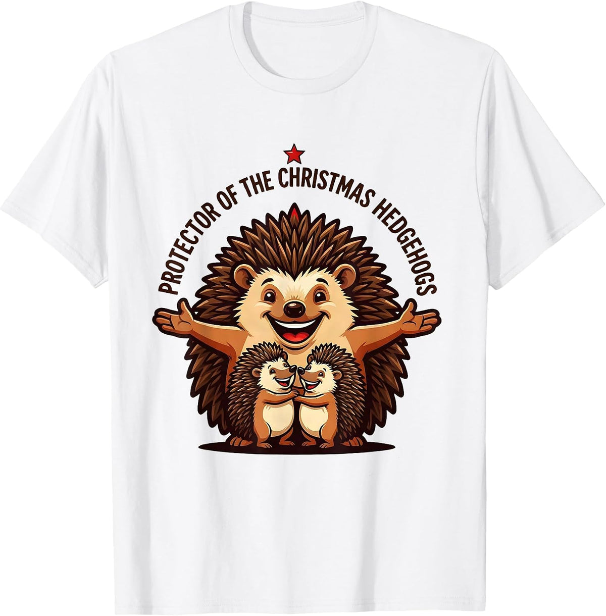 Men's Protector Of The Christmas Hedgehogs Cute Hedgehog Lover T-Shirt - White