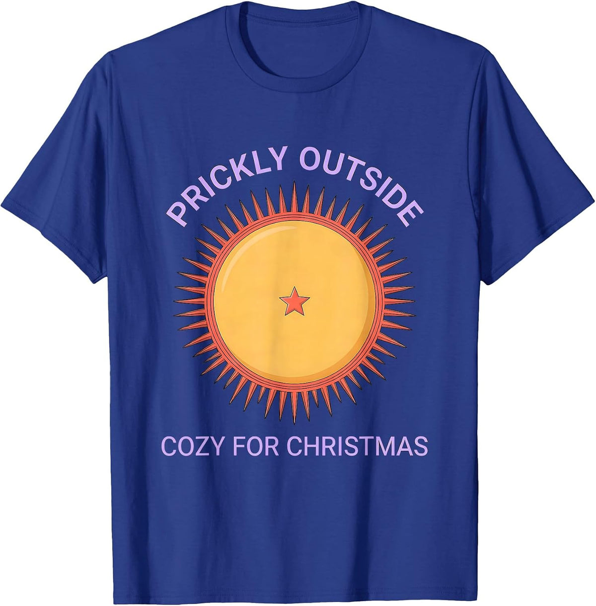 Men's Prickly Outside, Cozy For Christmas Cute Hedgehog Christmas T-Shirt - Royal Blue