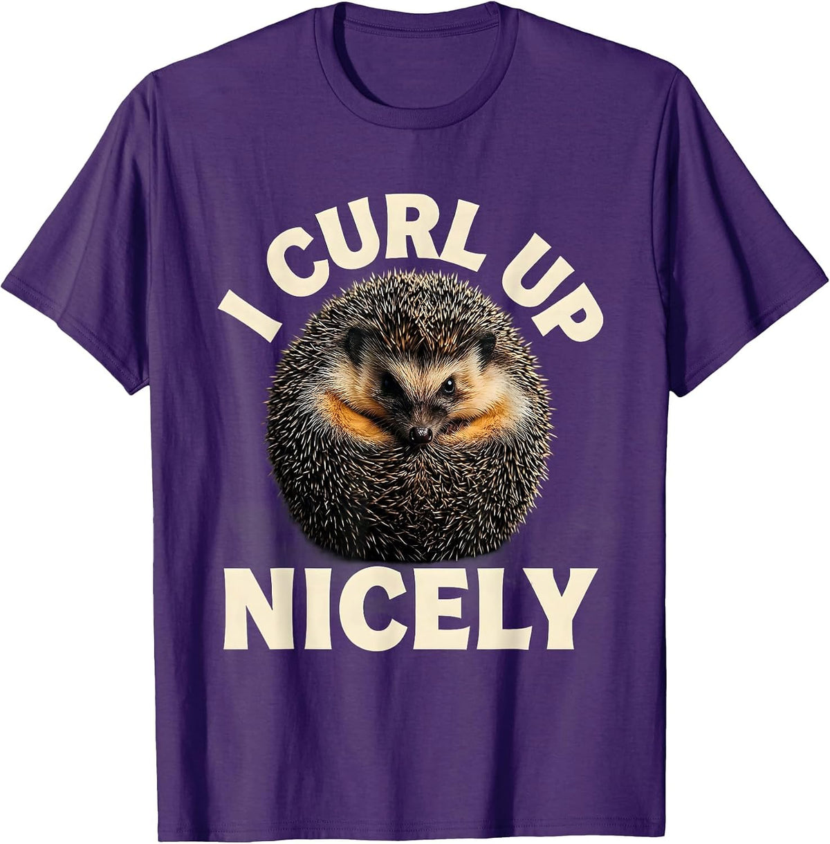 I Curl Up Nicely Cute Hedgehog Animal Humor Gift for Kids T-Shirt - Purple