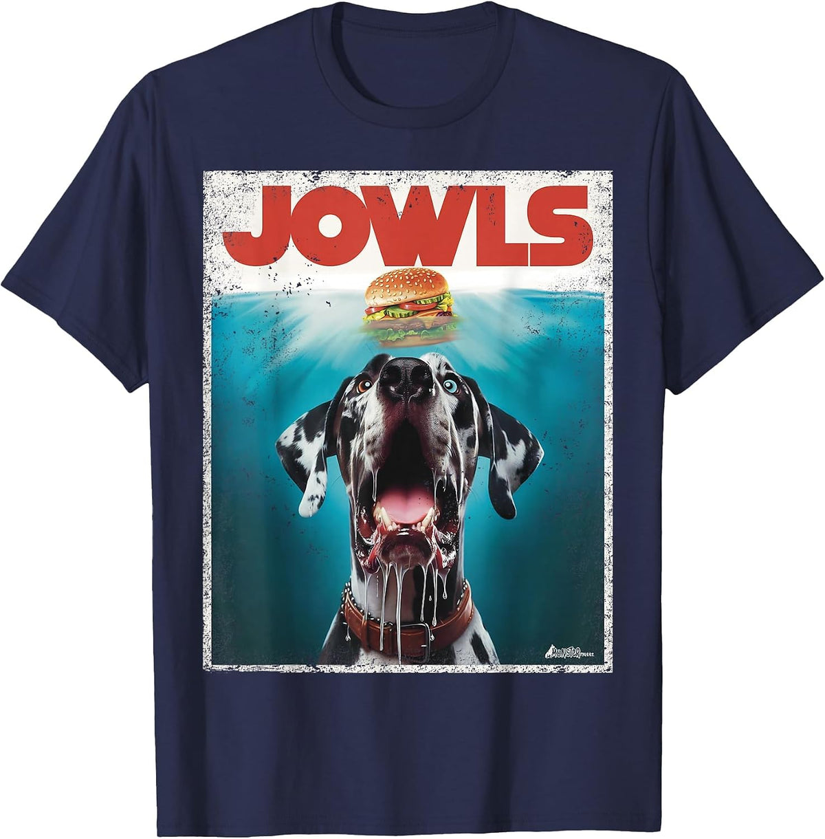 Great Dane Jowls, Paws Harlequin, Blue Eye, Dog Mom, Dog Dad T-Shirt - Navy Blue