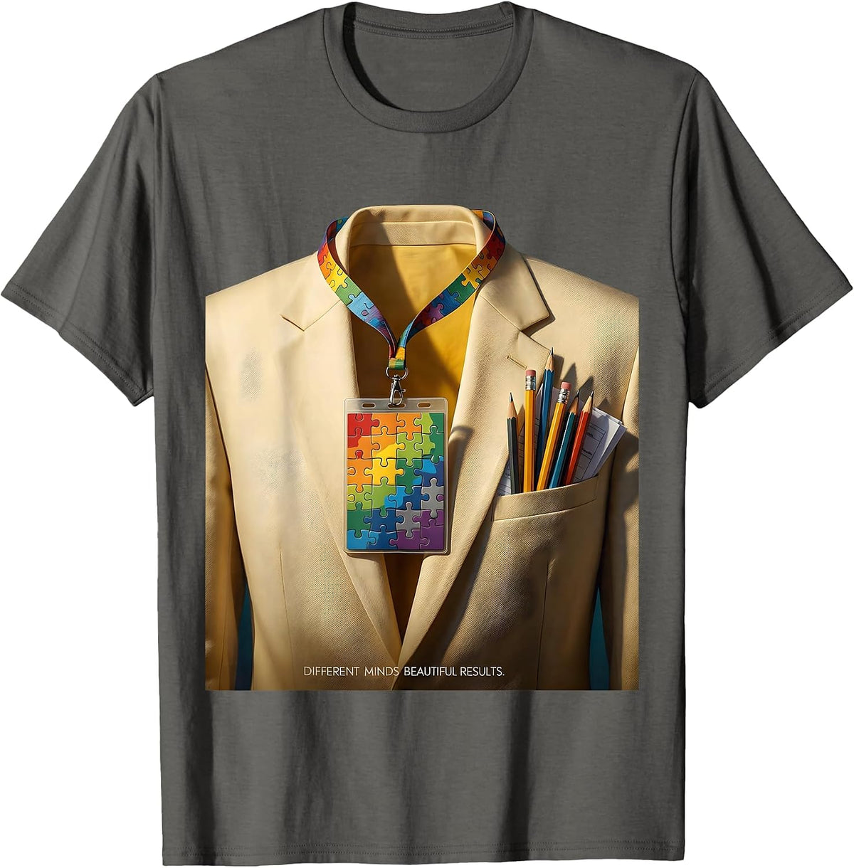 Different Minds Beautiful Results Sped Teacher Design T-Shirt - Asphalt Grey
