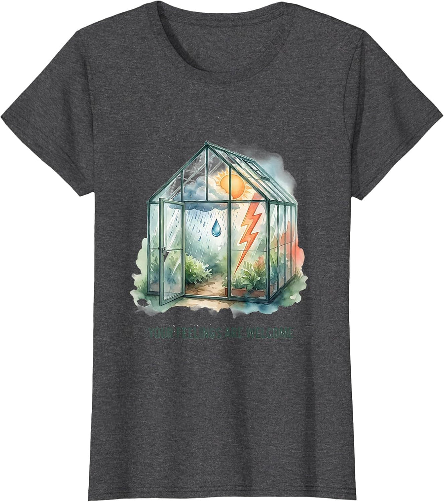 Women's Your Feelings Are Welcome Watercolor Mental Health Counselor T-Shirt - Dark Heather Grey