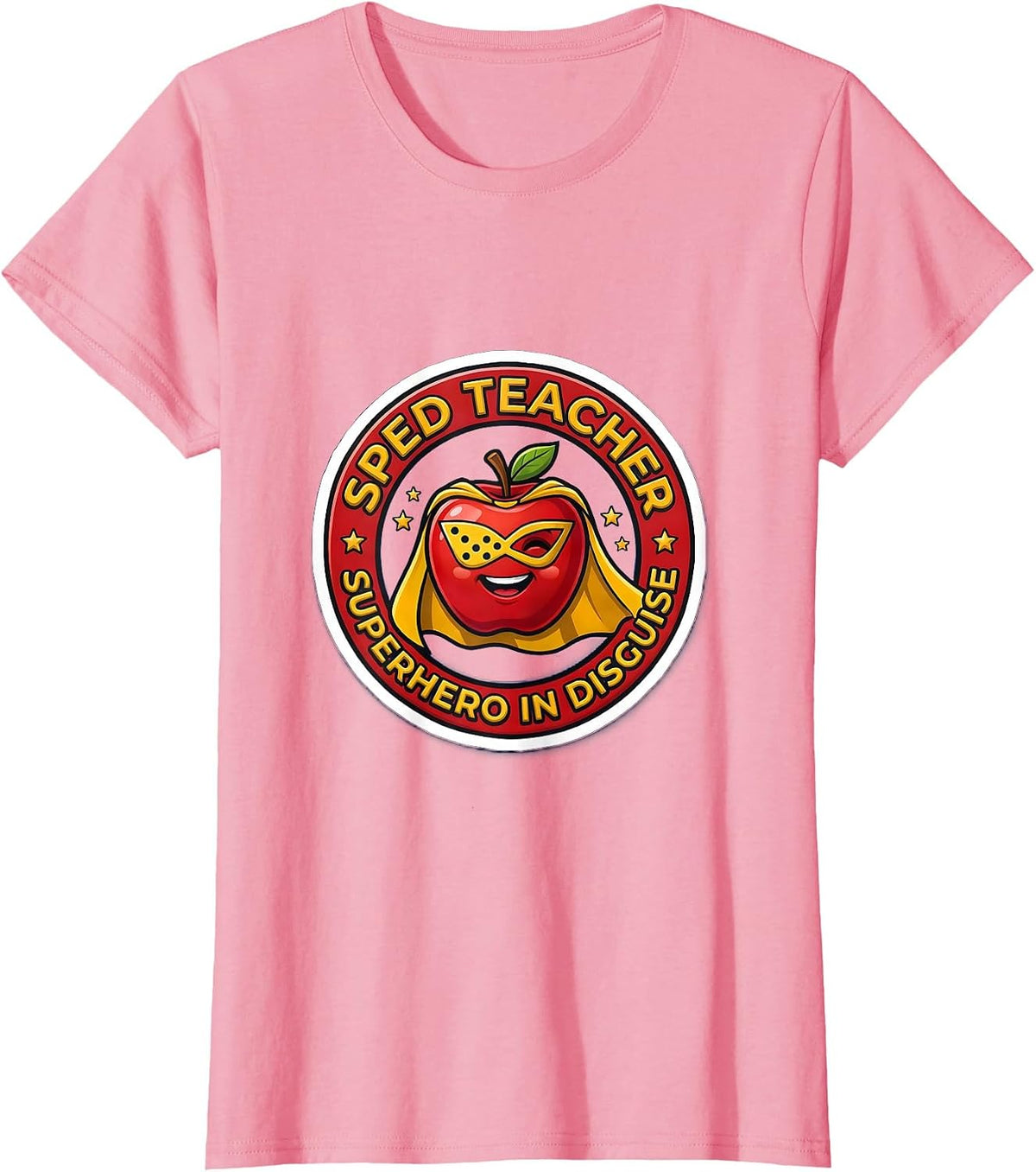 Women's Sped Teacher Superhero In Disguise Design T-Shirt - Pink