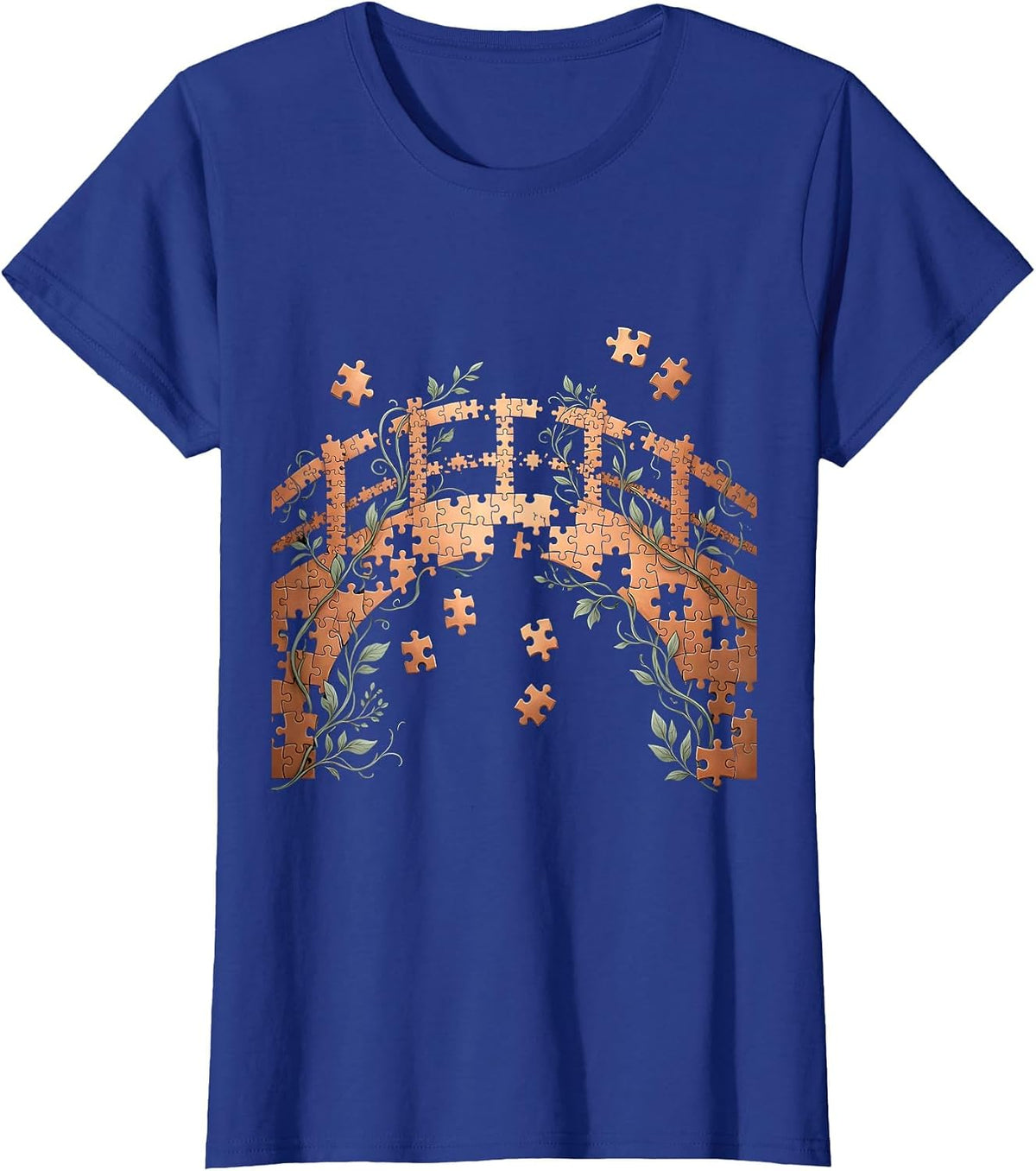 Women's ABA Puzzle Bridge Graphic Design T-Shirt - Royal Blue