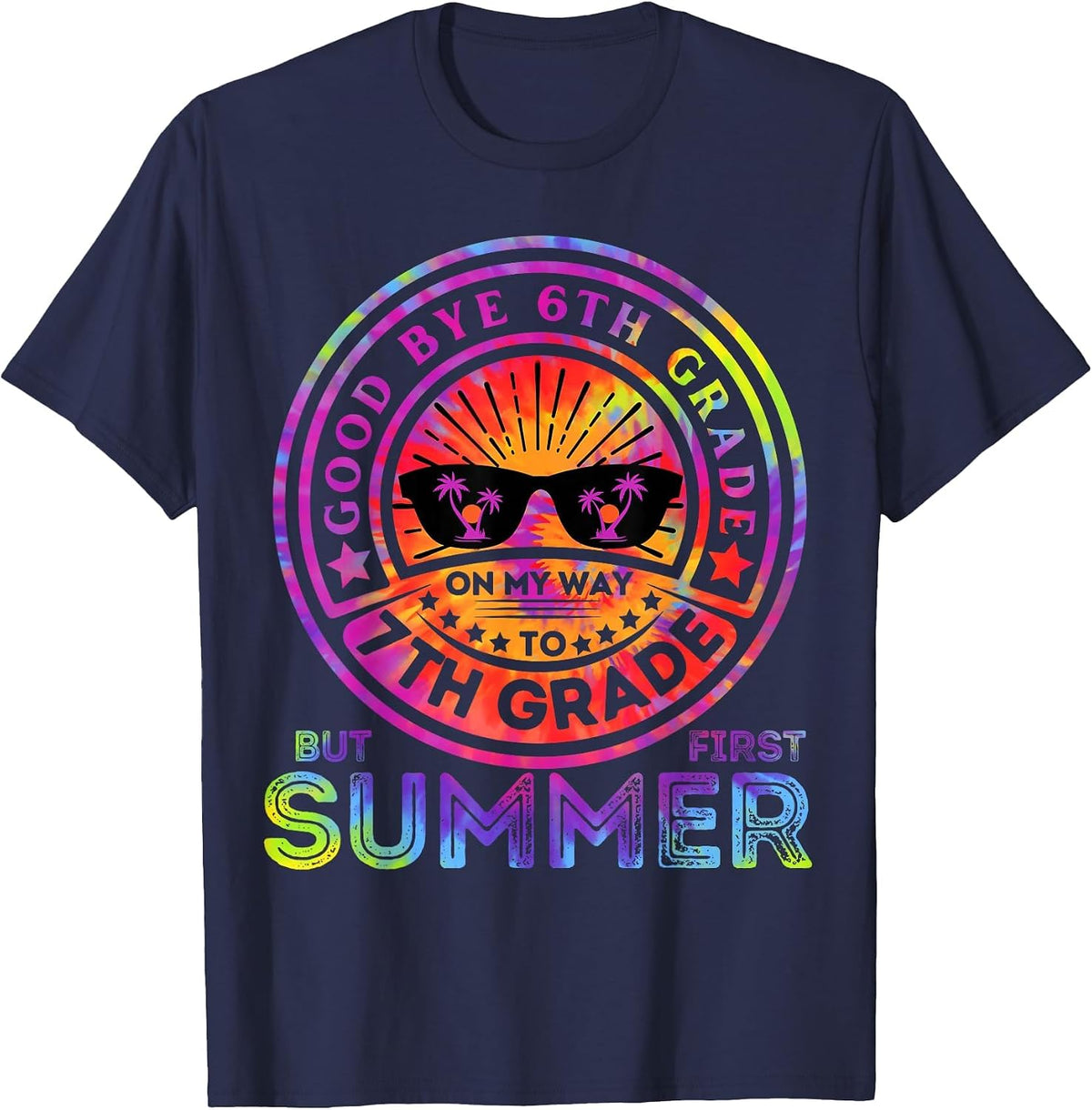 Goodbye 6th Grade Graduation to 7th Grade First Summer Kids T-Shirt - Navy Blue