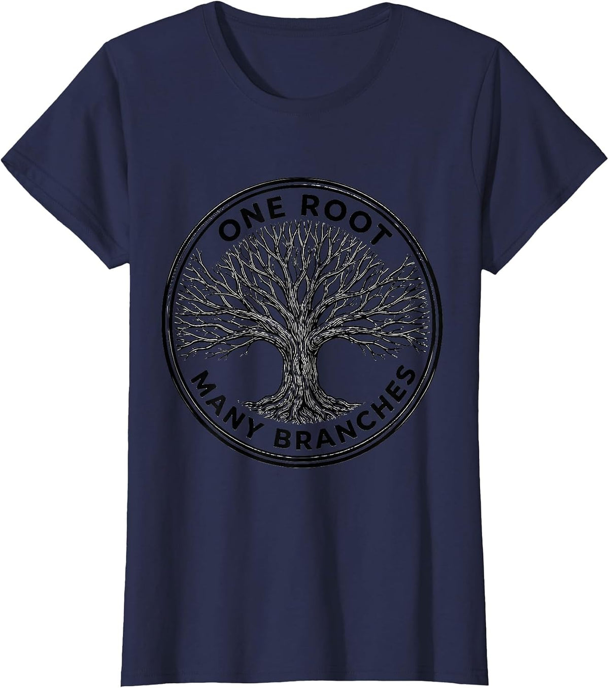 Women's One Root Many Branches Family Reunion Matching Group Pride T-Shirt - Navy Blue