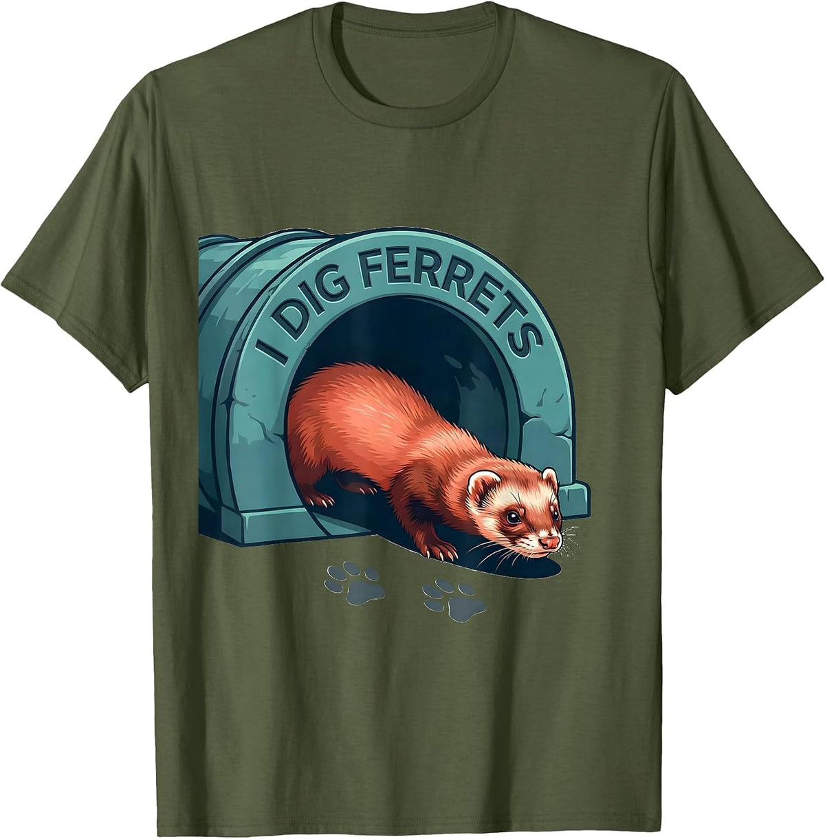 Men's I Dig Ferrets Funny Ferret Lover Gifts For Teens Kids T-Shirt - Olive Green