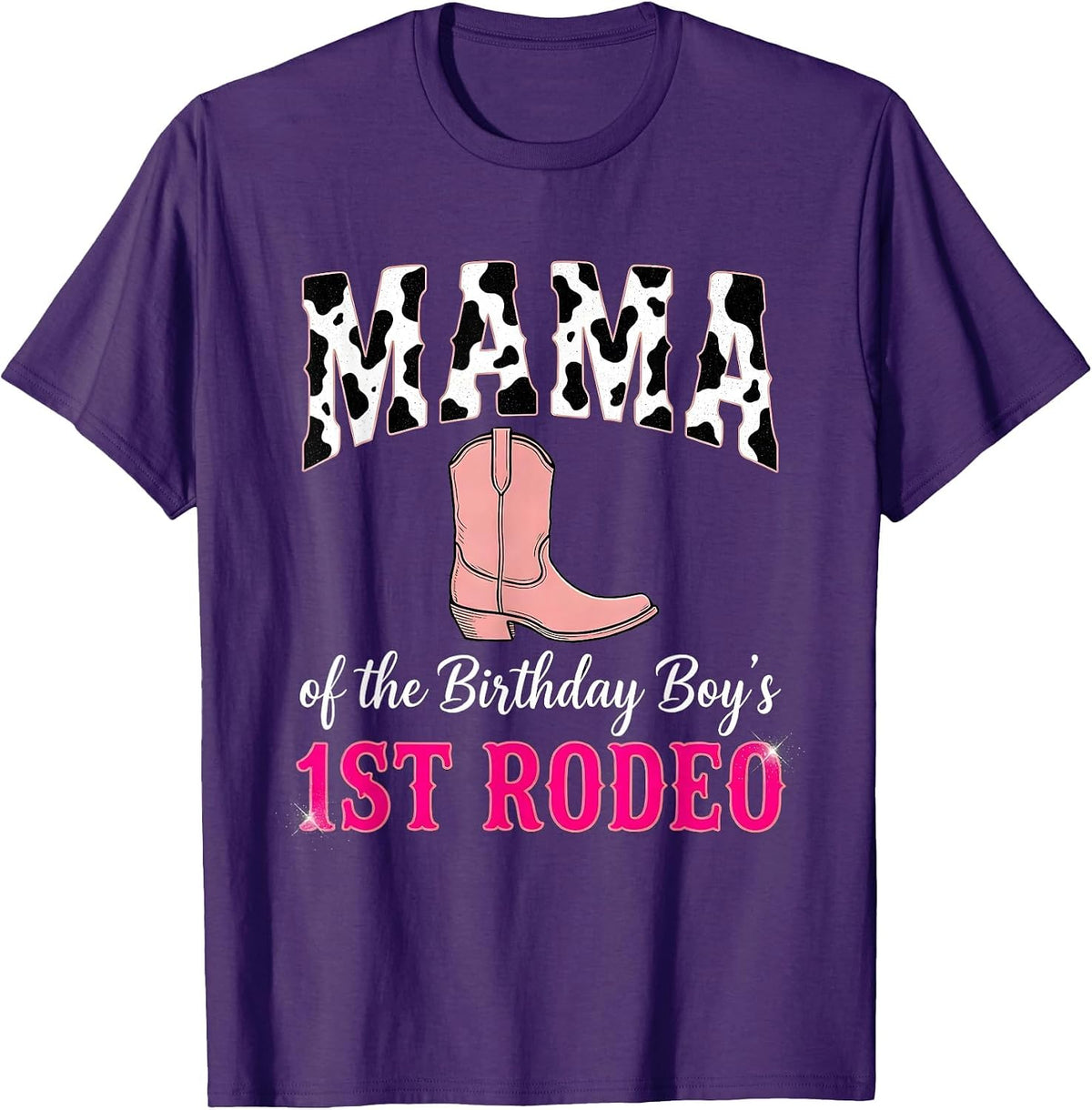 Mama Of The Birthday Boy's 1st Rodeo Whimsical Cowgirl T-Shirt - Purple