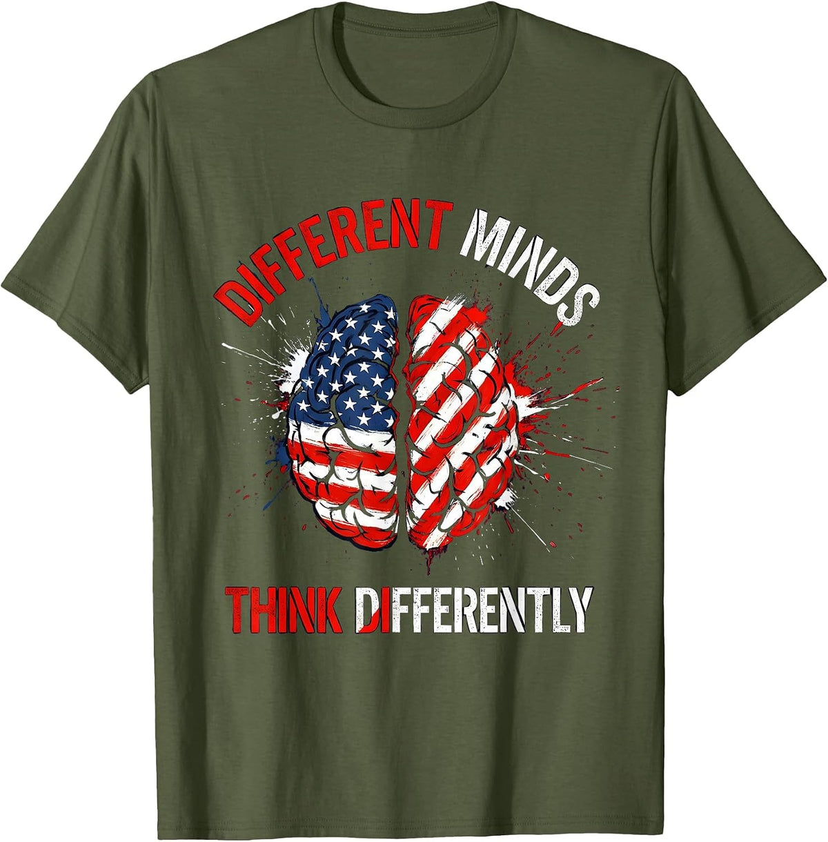 Different Minds Think Differently Special Ed Teacher T-Shirt - Olive Green
