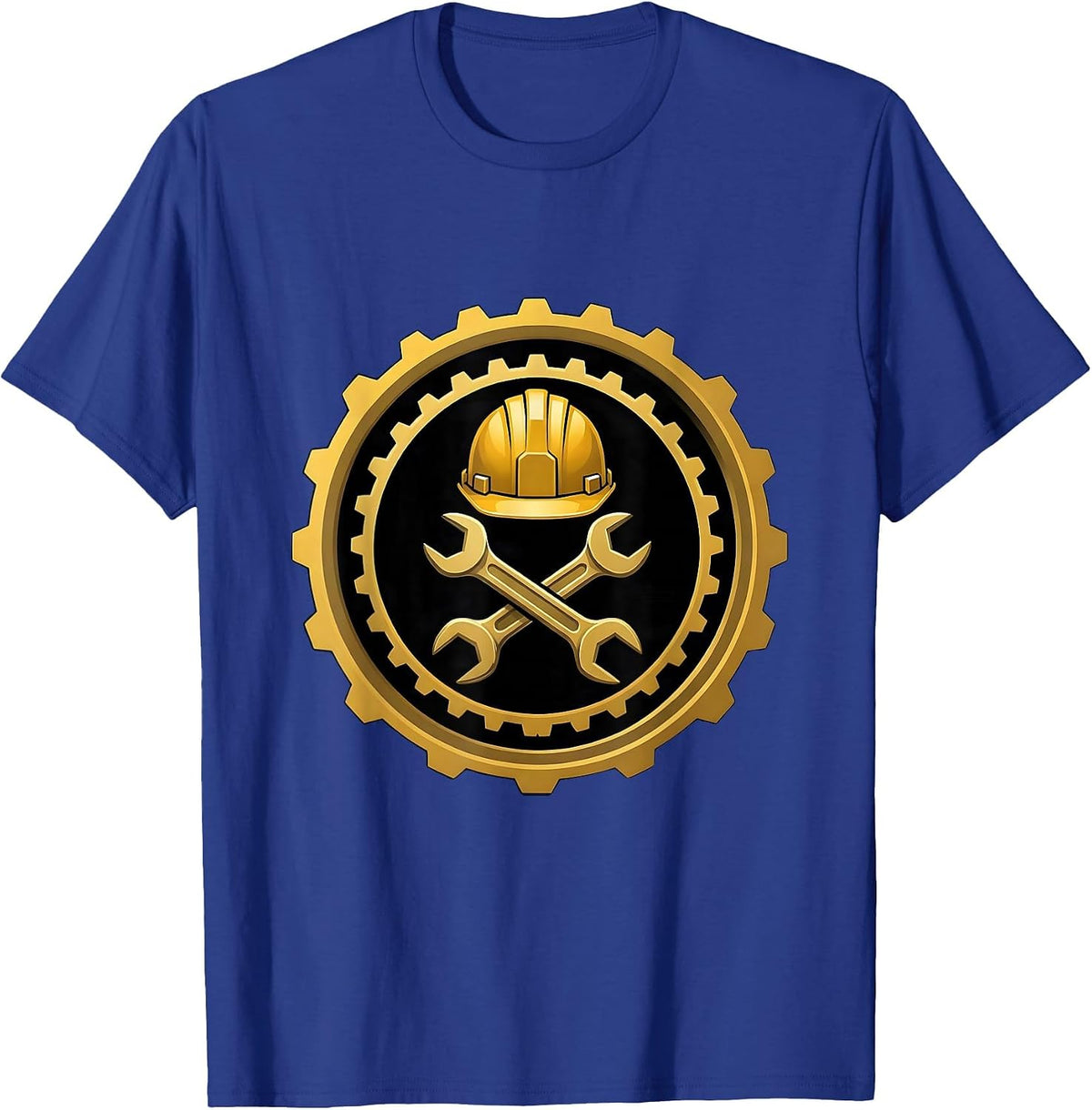 Hard Hat Crossed Wrenches Construction Graphic T-Shirt - Royal Blue