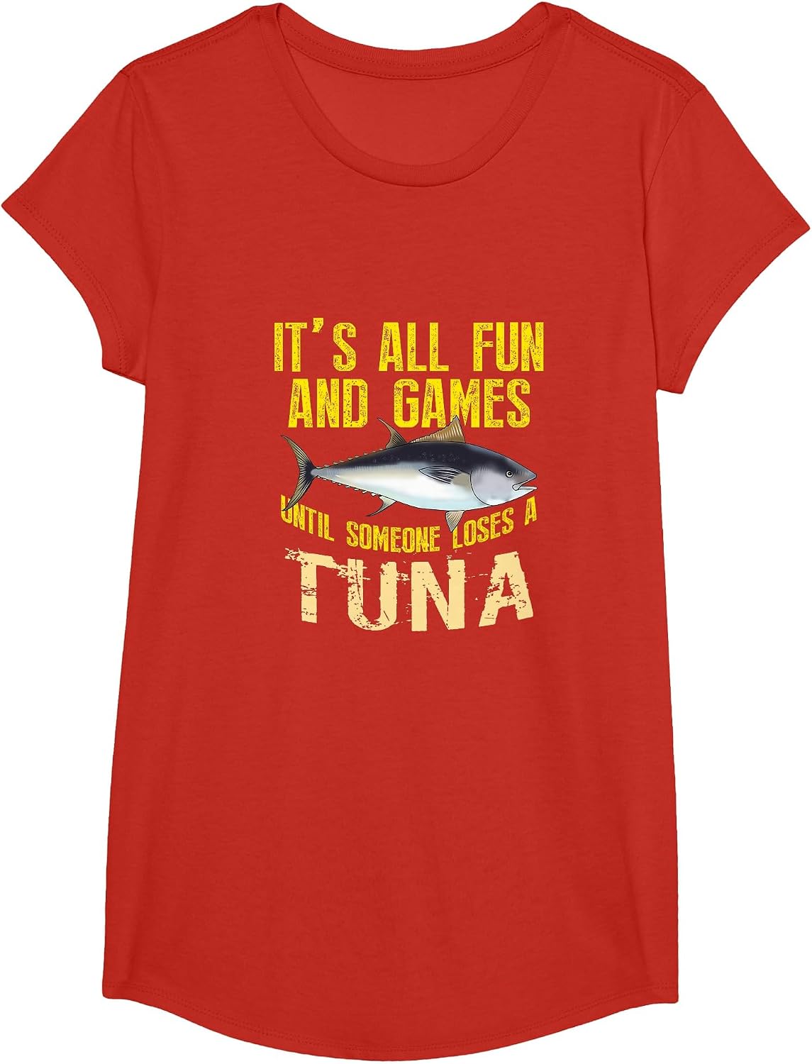 Funny Tuna Fishing Graphic Saltwater Fish Men Women Kid T-Shirt - Girls Red