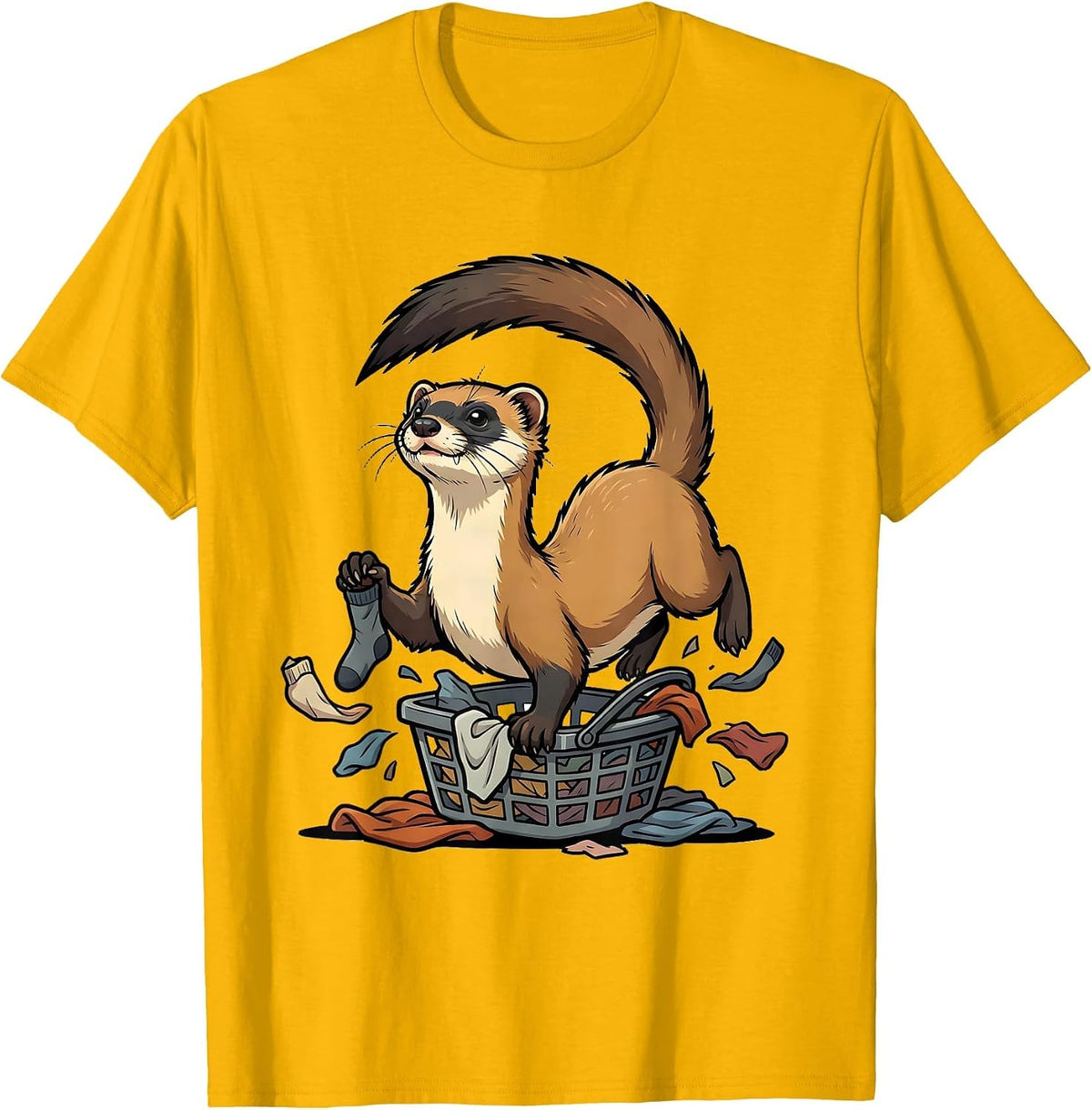 Masked Ferret Triumph Funny Ferret Lover Gift T-Shirt - Golden Yellow