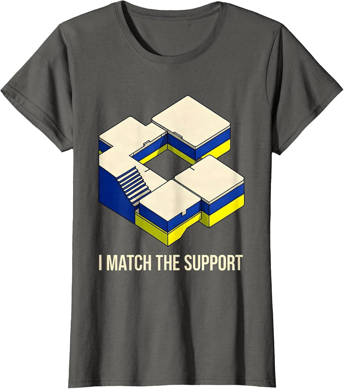 Women's I Match The Support Geometric Special Education Teacher SPED T-Shirt - Asphalt Grey