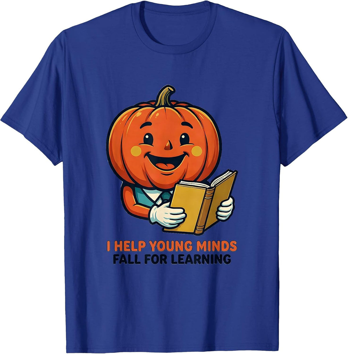 I Help Young Minds Fall For Learning Retro Teacher Pumpkin T-Shirt - Royal Blue