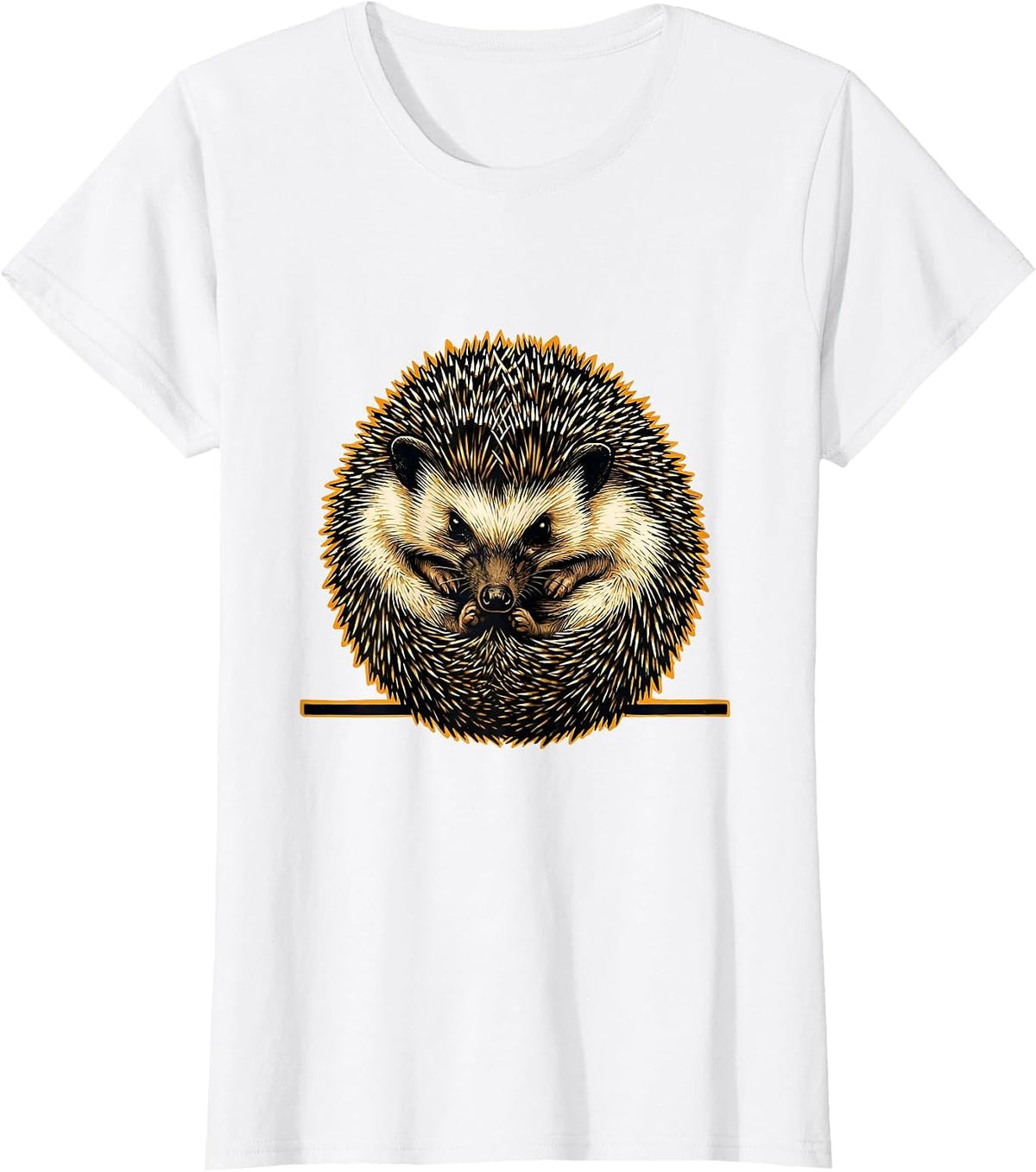 Curled Hedgehog Wood Type Letterpress Cute Animal Lover T-Shirt - White