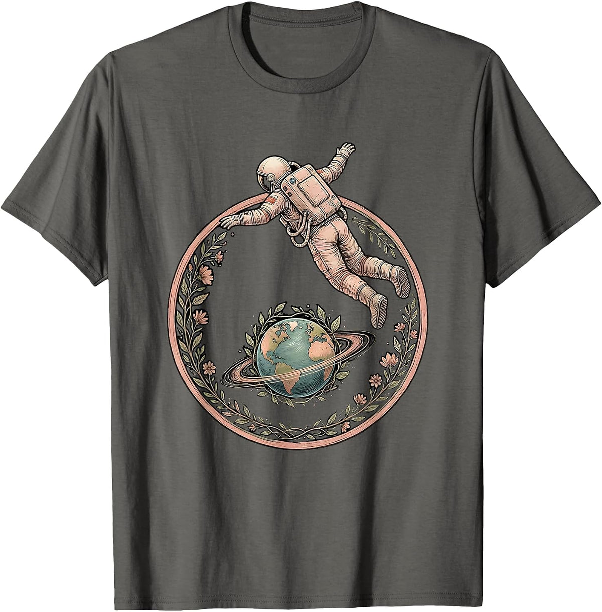 Men's Autism Astronaut Floating Above Colorful Planet T-Shirt - Asphalt Grey