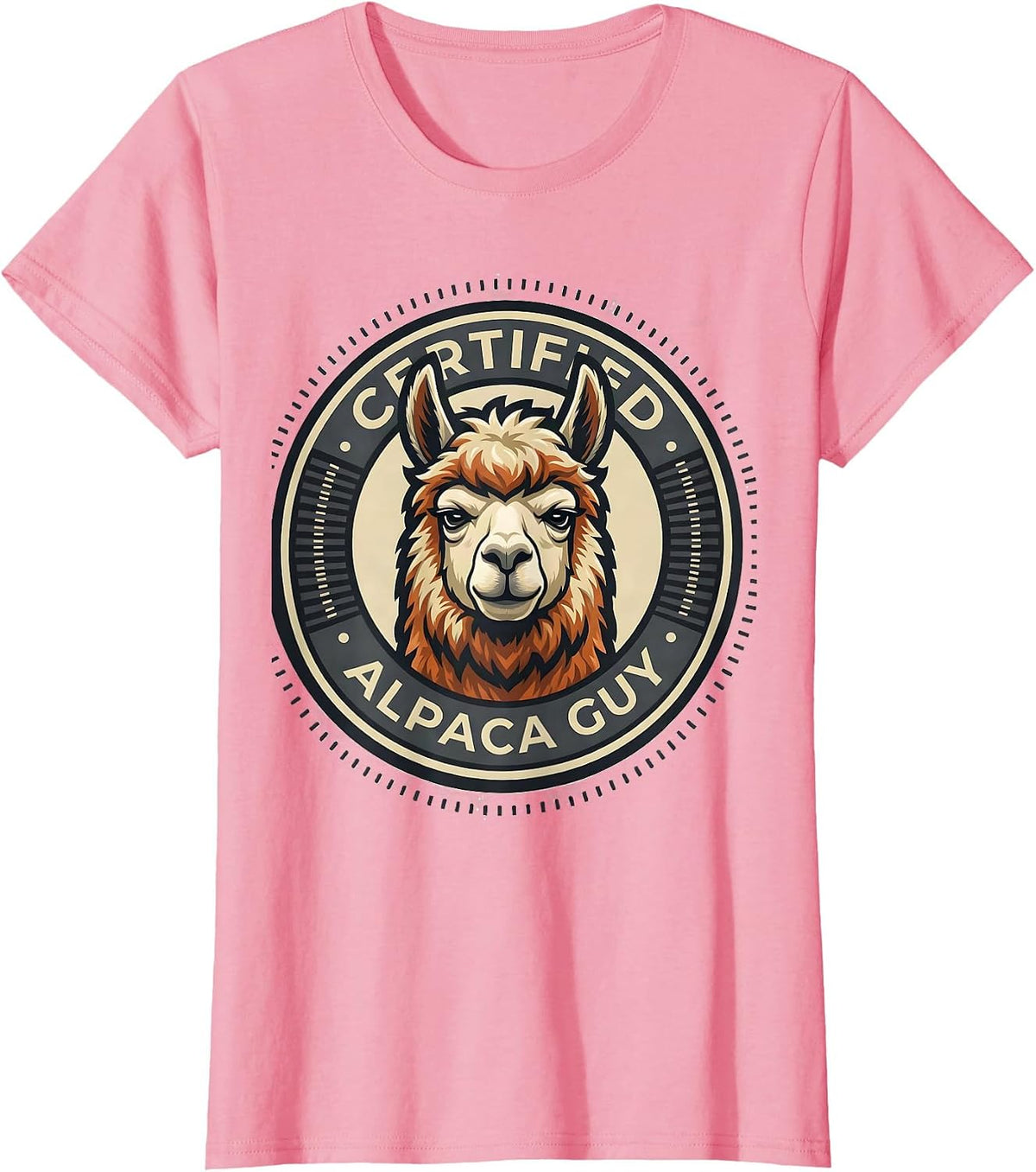 Women's Certified Alpaca Guy Funny Alpaca Lover Mascot Logo T-Shirt - Pink
