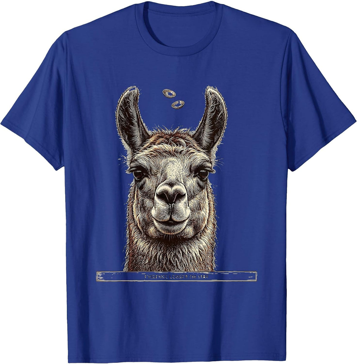 Men's Evidence Ledger 7M-1989 Funny Alpaca UFO Alien Novelty T-Shirt - Royal Blue