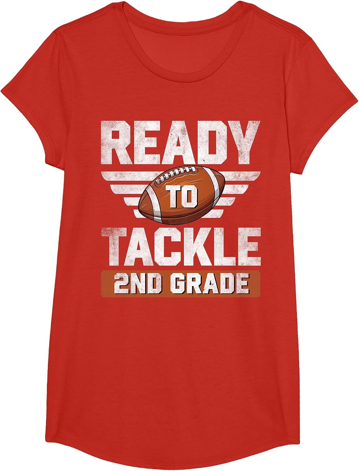 Ready to Tackle 2nd Grade Football Back to School Boys Kids T-Shirt - Girls Red