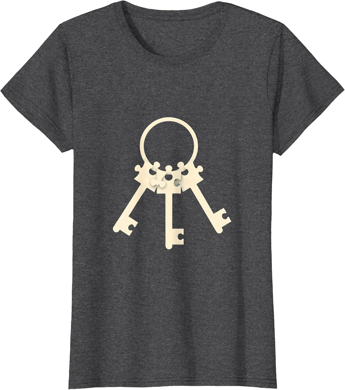 Women's Sped Teacher Puzzle Piece Keys Keyring Graphic T-Shirt - Dark Heather Grey