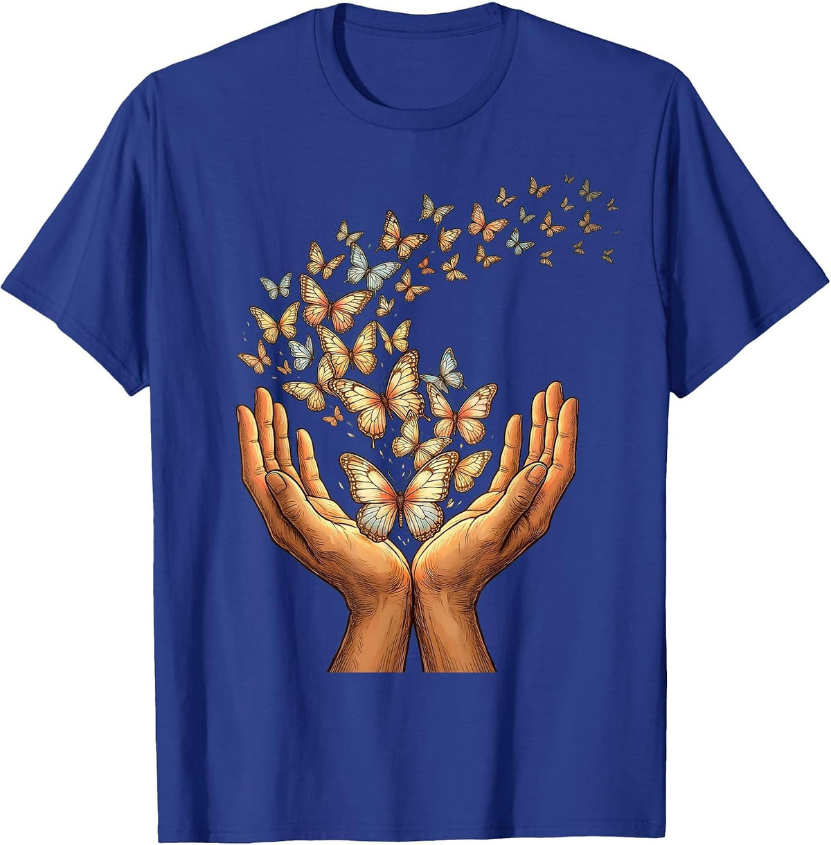 Men's Down Syndrome Awareness Butterfly Release Design T-Shirt - Royal Blue