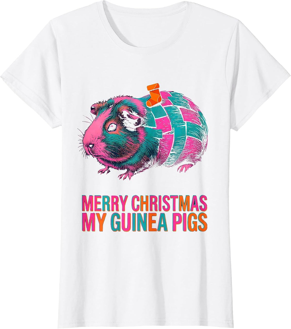 Merry Christmas My Guinea Pigs Funny Pet Lover Holiday T-Shirt - White