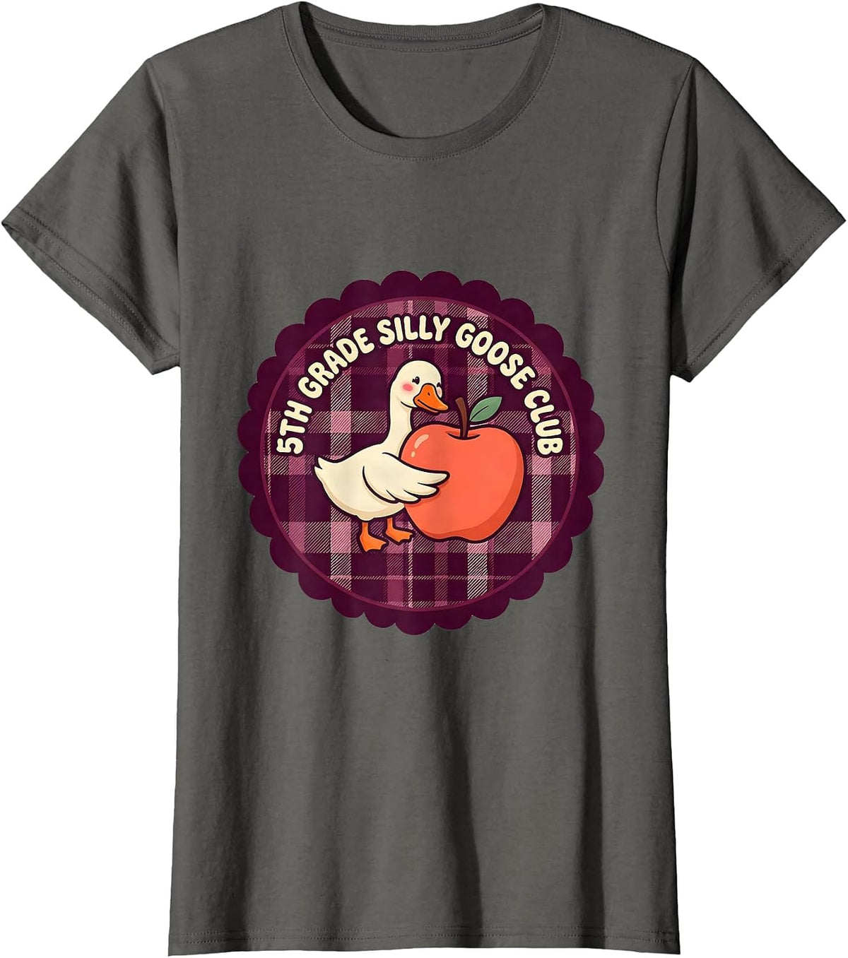 Women's 5th Grade Silly Goose Club Cute Teacher Back To School T-Shirt - Asphalt Grey