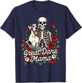 Great Dane Mom Skeleton Dog Mom Dog Owner Great Dane Mama T-Shirt - Navy Blue