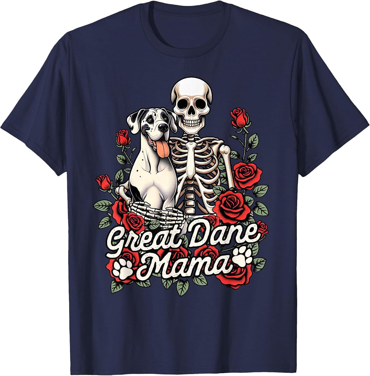 Great Dane Mom Skeleton Dog Mom Dog Owner Great Dane Mama T-Shirt - Navy Blue