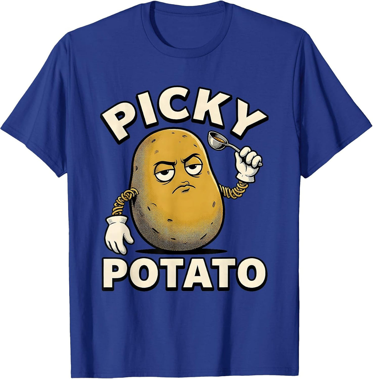Picky Potato Retro Cartoon Funny Couples Thanksgiving T-Shirt - Royal Blue
