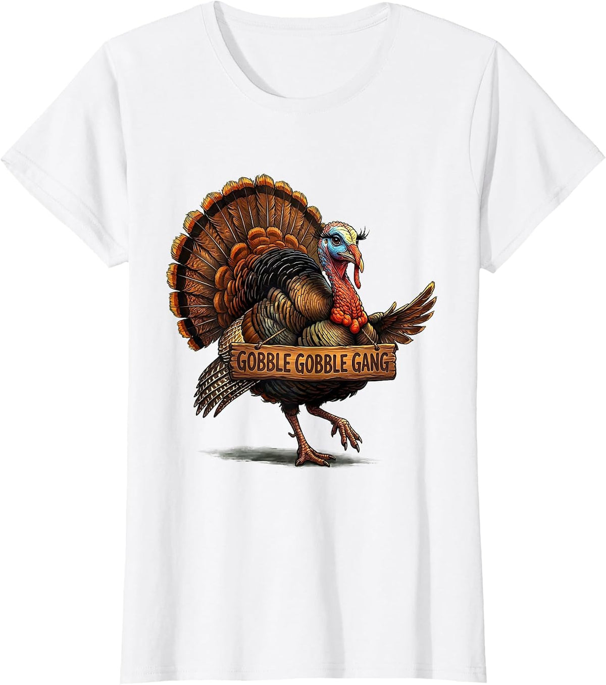Gobble Gobble Gang Thanksgiving Design T-Shirt - White