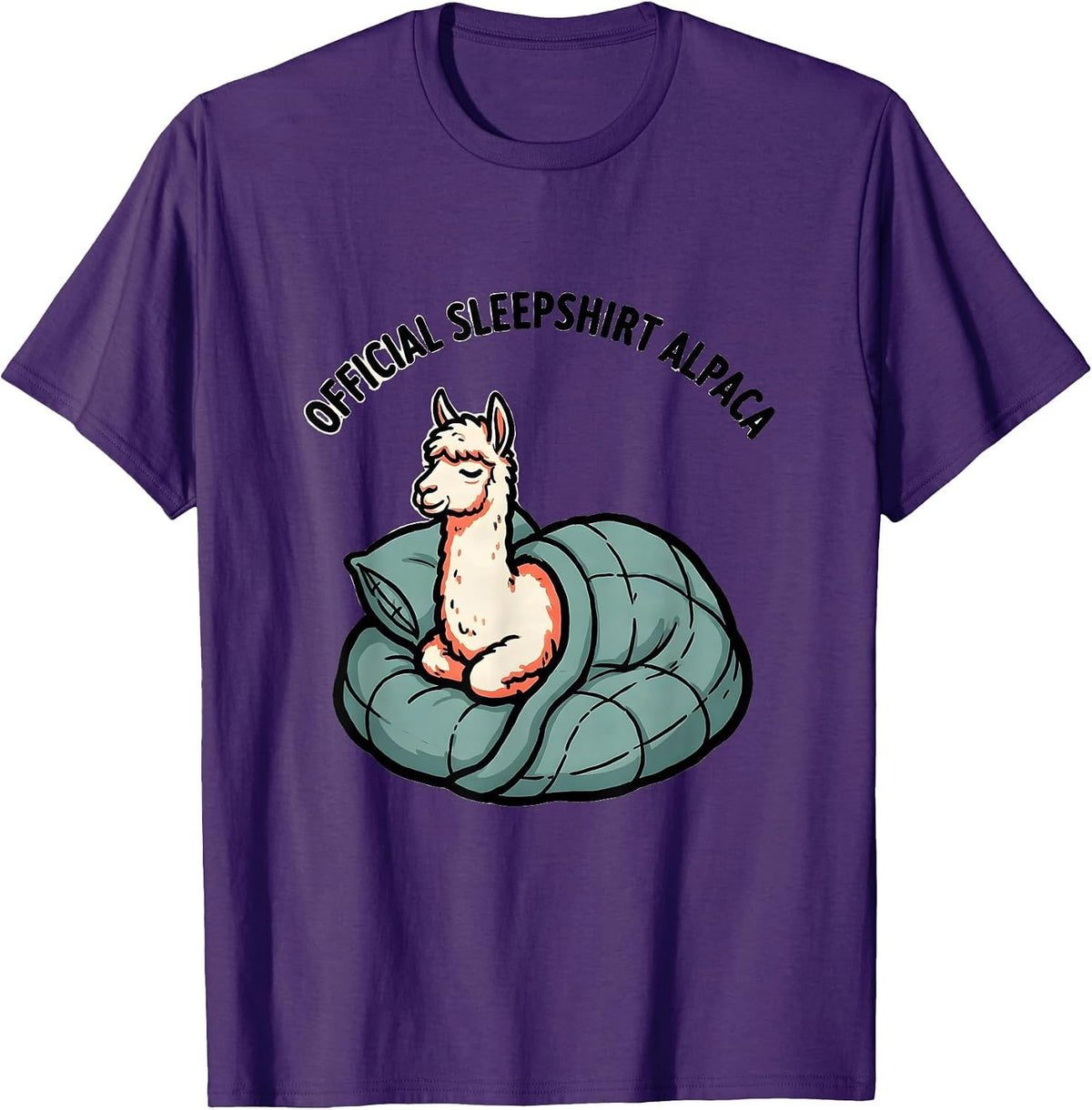 Men's Official Sleepshirt Alpaca Cute Animal Lover Sleepwear T-Shirt - Purple