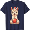 Silent Llama Cute Kawaii Christmas Llama Lover Gift T-Shirt - Navy Blue