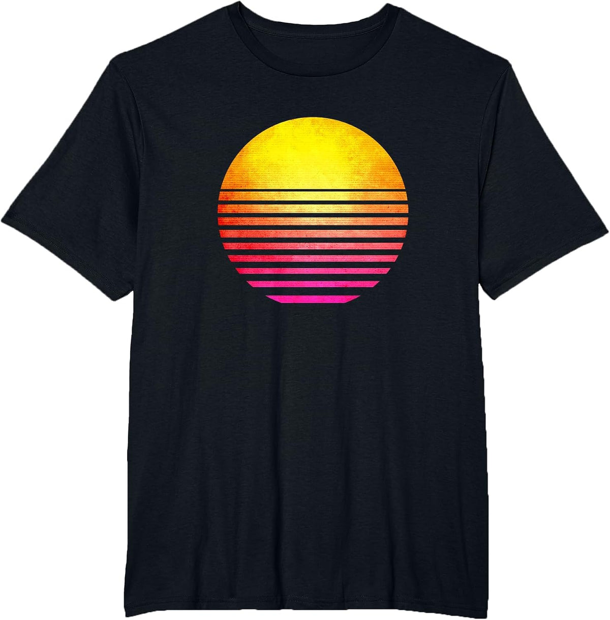 Retro Sun Outrun T-Shirt for Men Women, Gym Workout tee - Black