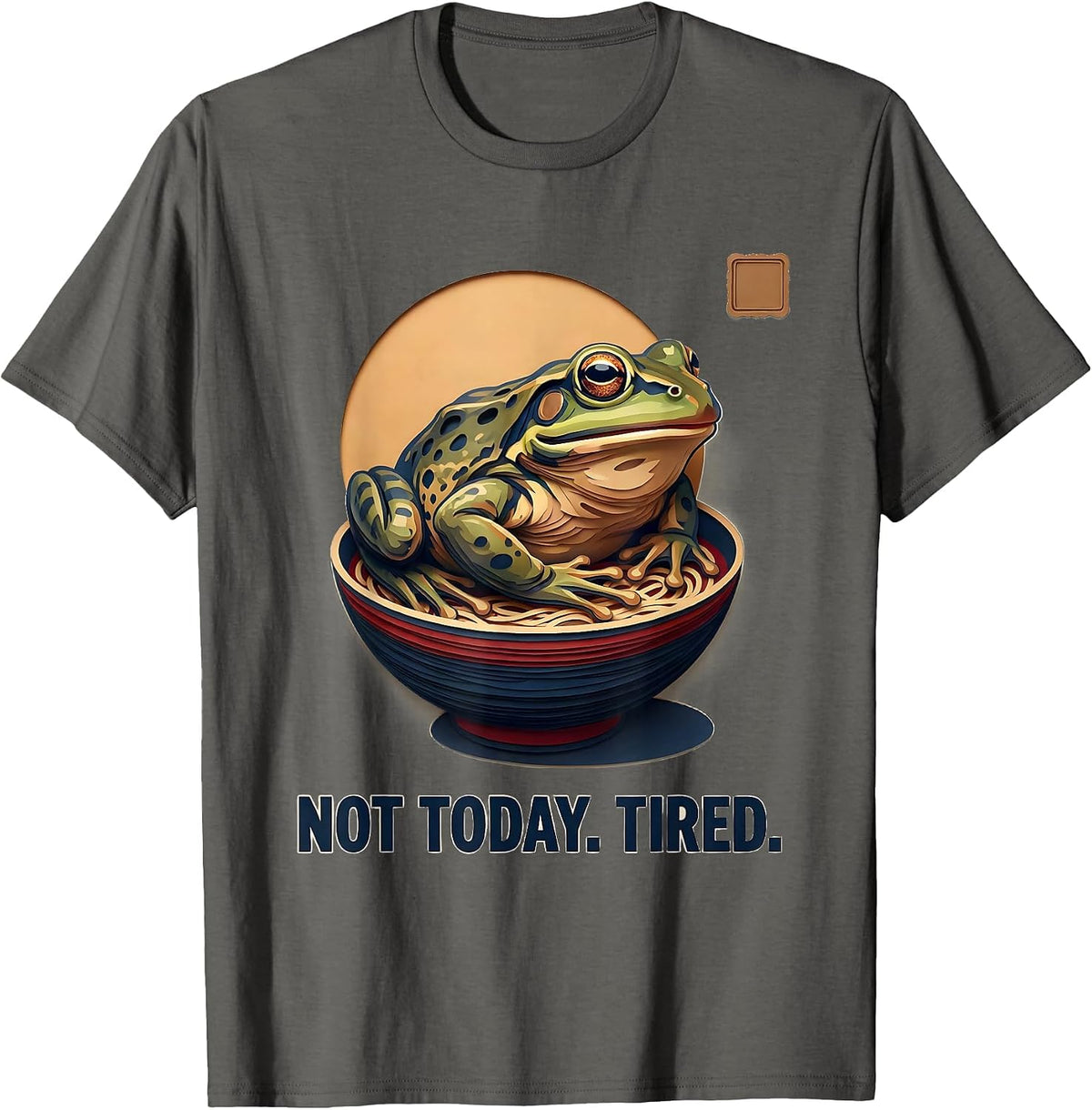 Men's Not Today Tired Funny Frog Ramen Anime Gamer Art T-Shirt - Asphalt Grey