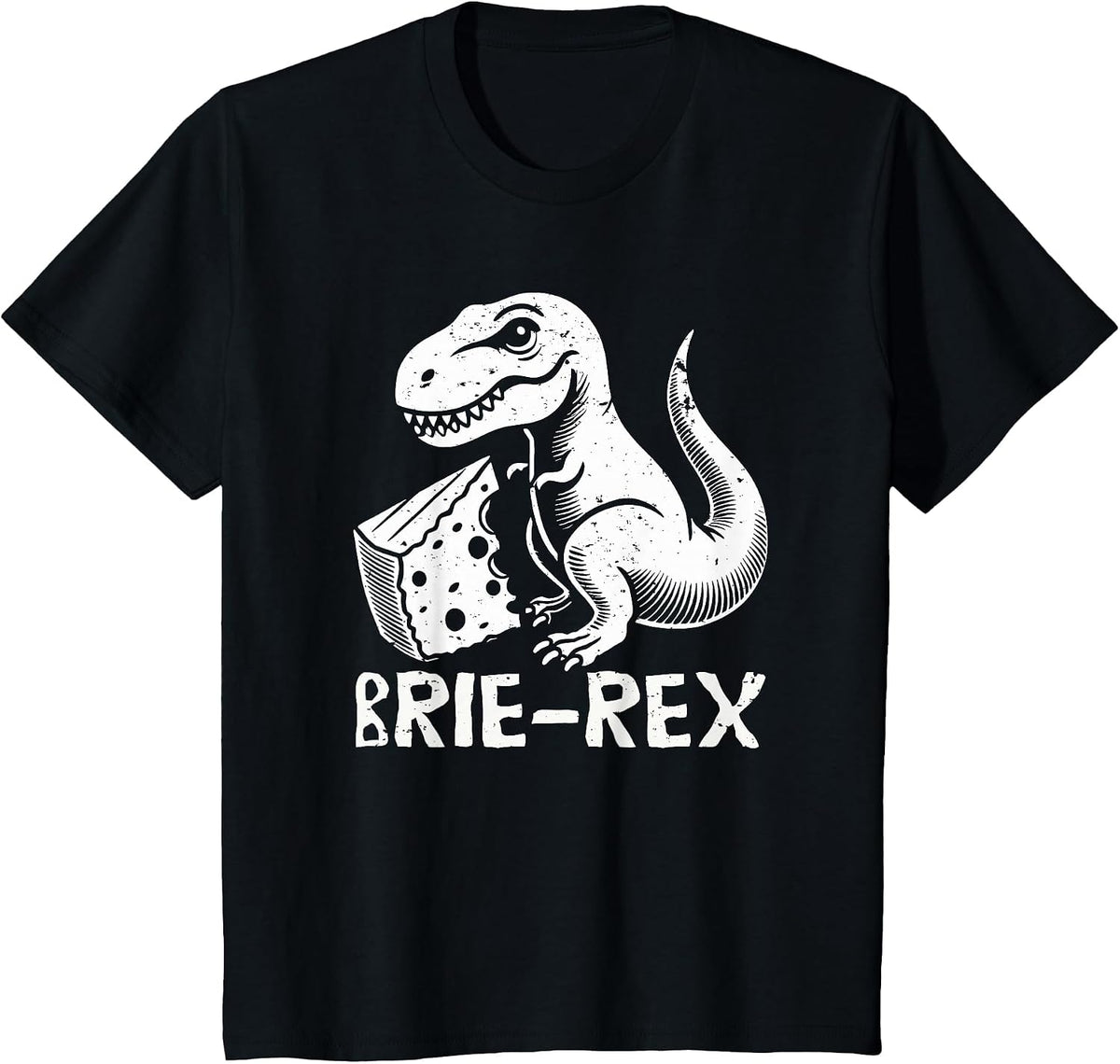 Brie-rex Funny Dinosaur with Brie Cheese Tyrannosaurus rex T-Shirt - Black