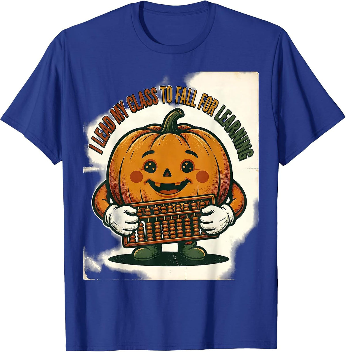 Men's I Lead My Class To Fall For Learning Vintage Teacher Pumpkin T-Shirt - Royal Blue