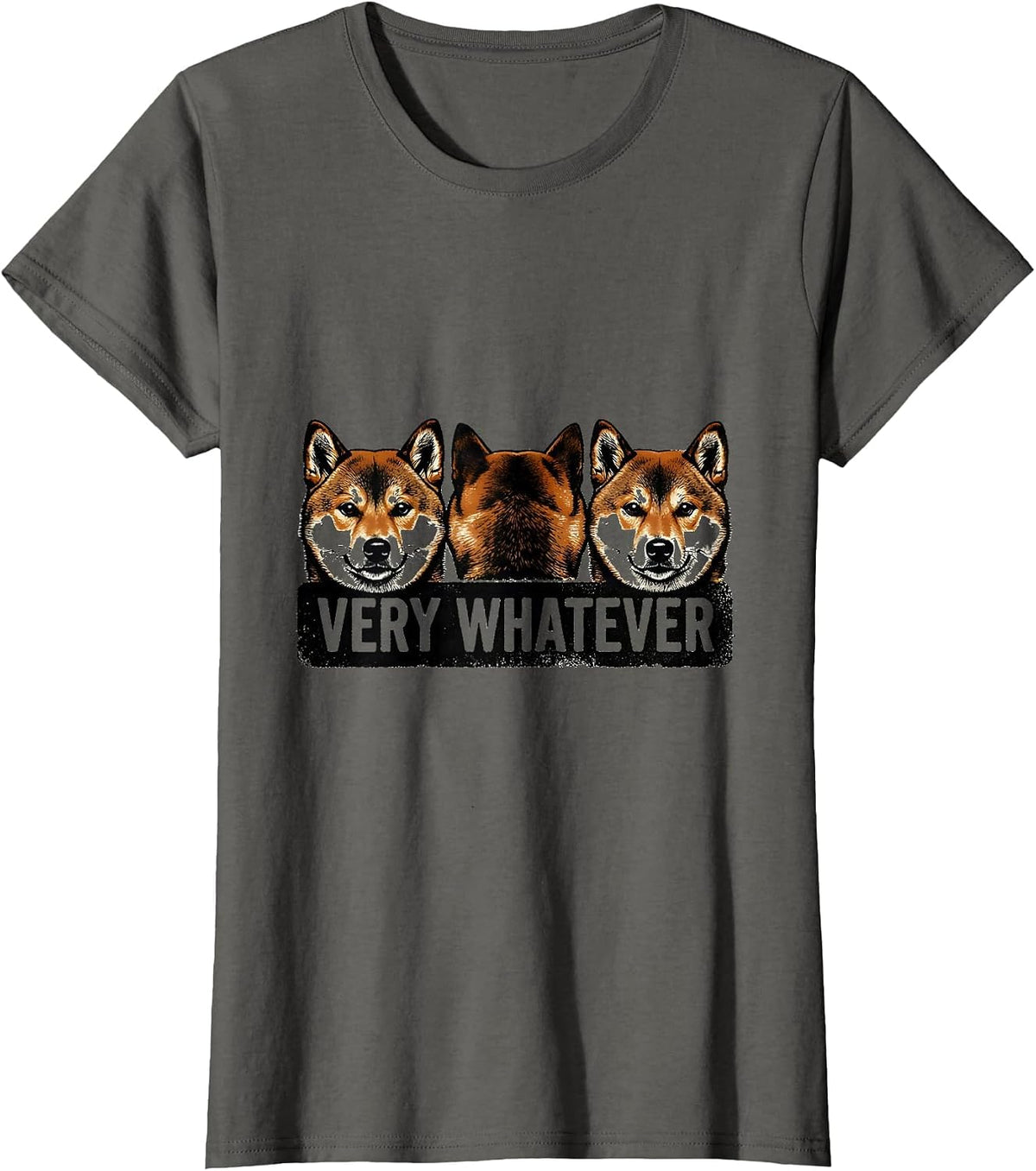 Women's Very Whatever Cute Kawaii Shiba Inu Dog Lover Meme Humor T-Shirt - Asphalt Grey