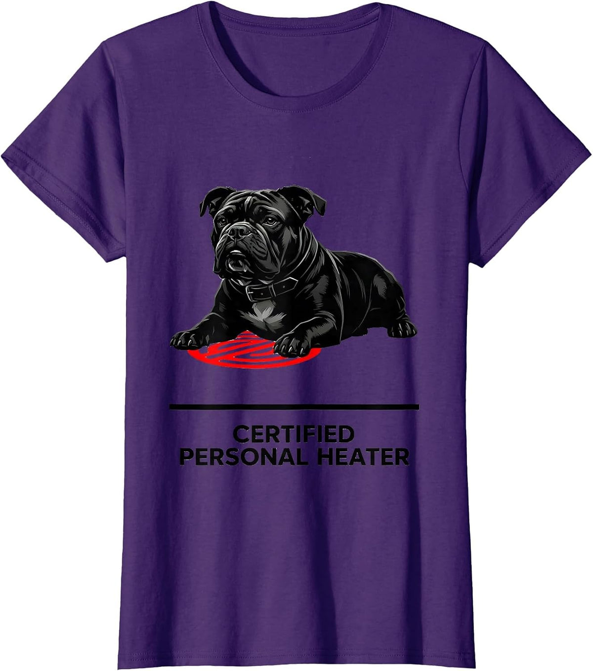 Women's Certified Personal Heater Funny Pitbull Owner Dog Mom Humor T-Shirt - Purple
