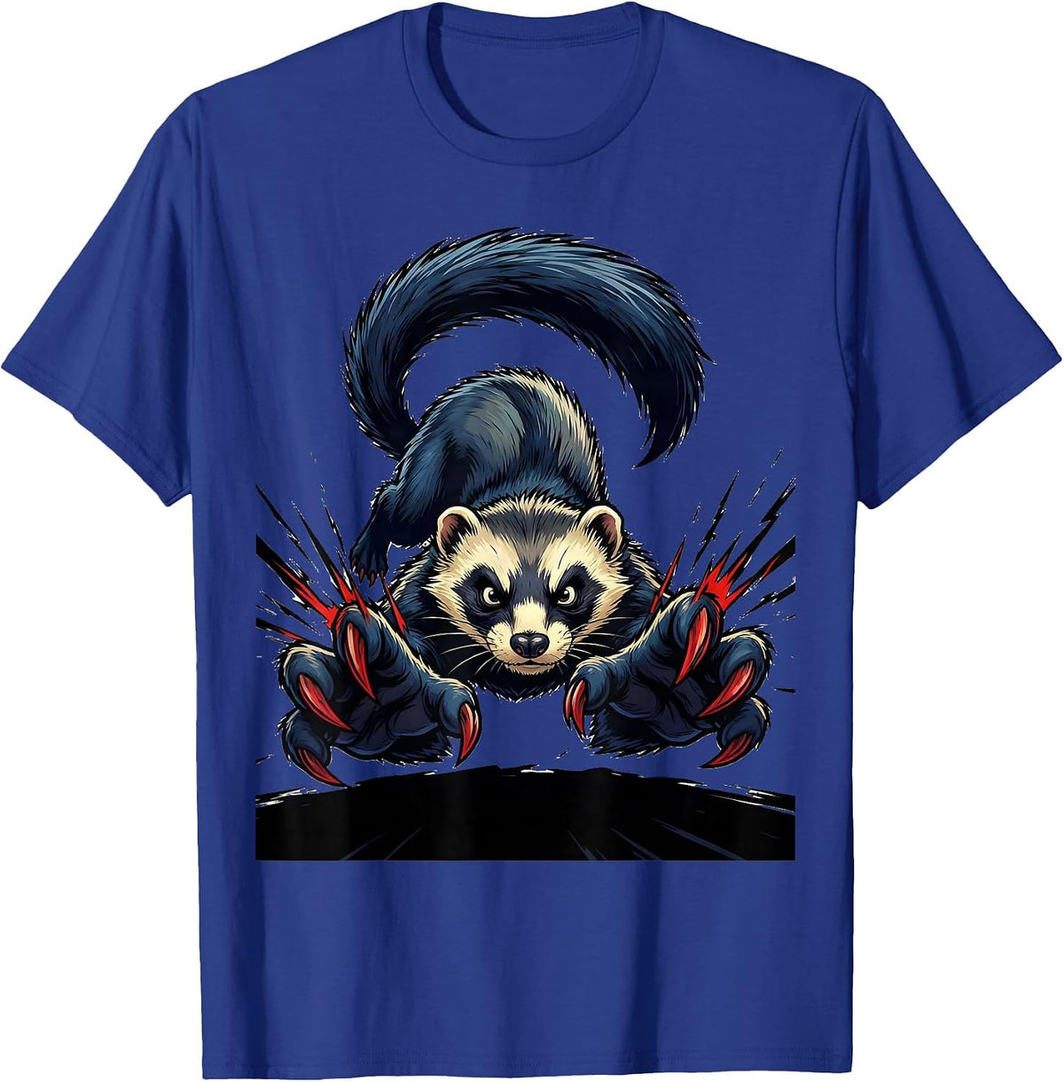 Ferret War Dance Cartoon Ferret Lover Humor T-Shirt - Royal Blue
